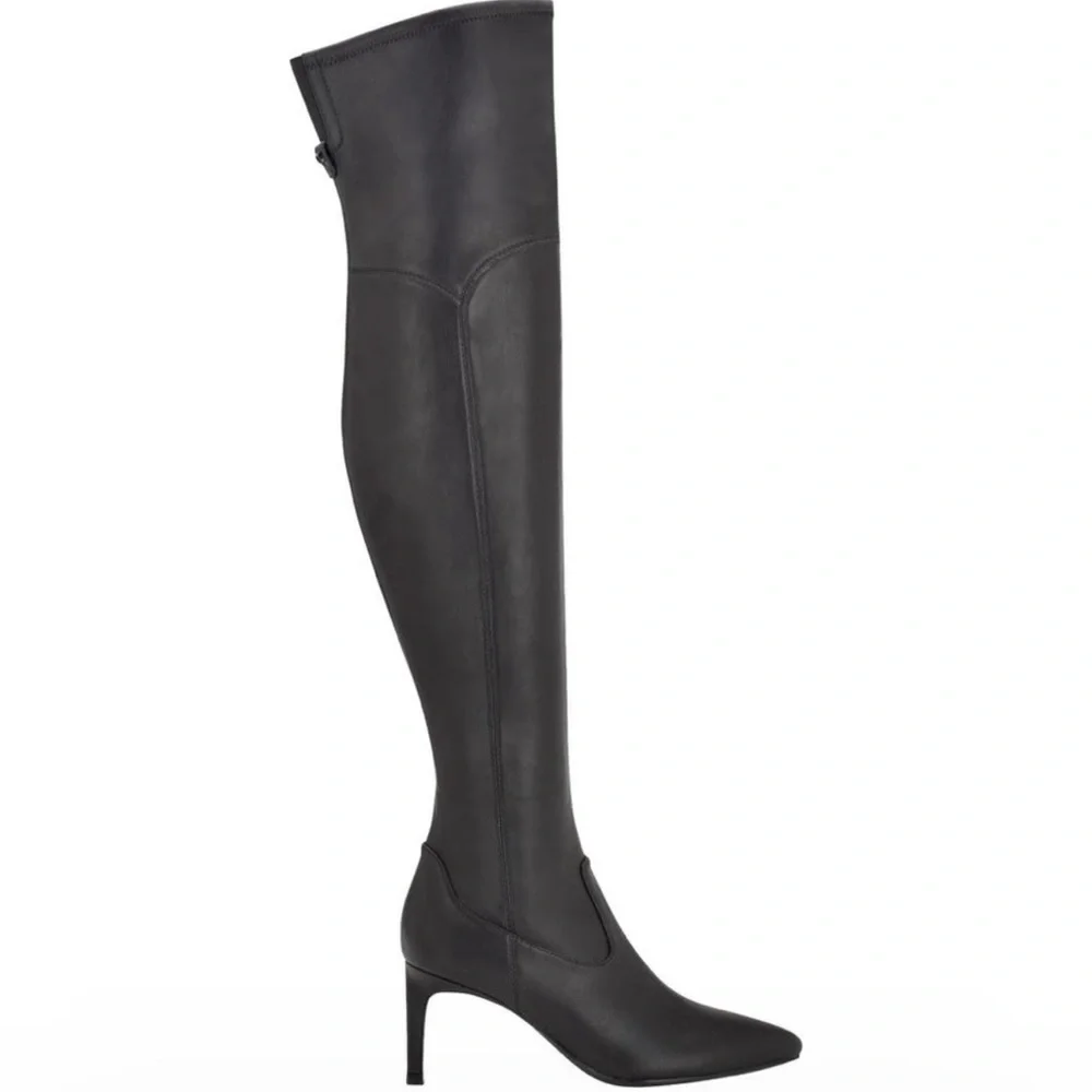 🌸CALVIN KLEIN🌸 Sacha Pointy Toe Stiletto Over-The-Knee Black Boot Size: 8.5 - Picture 3 of 9